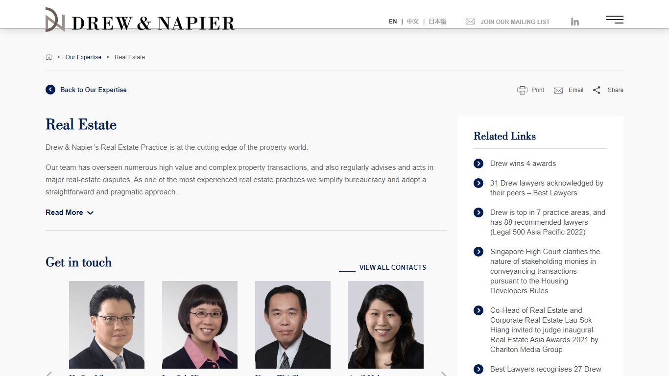 Drew & Napier: Real Estate